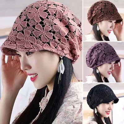 Women Muslim Hair Loss Head Scarf Lace Hat Stretch Cancer Chemo Turban Wrap Cap • £5.27