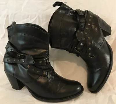 £24 • Buy Red Herring Black Ankle Leather Lovely Boots Size 6 (726Q)