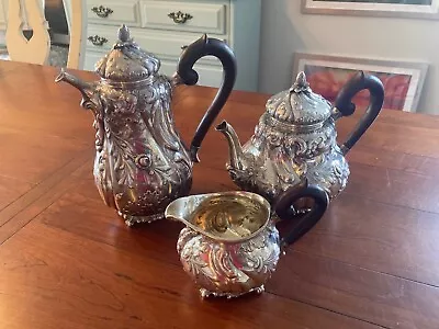 German Repousse Bleyer Jr Chemnitz Hand Made 800 Silver Coffee/tea Set Sterling • $1999