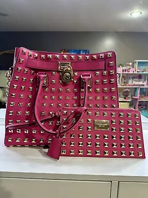 Michael Kors Hamilton Zinnia Pyramid Stud Handbag And Wristlet Set  • $750