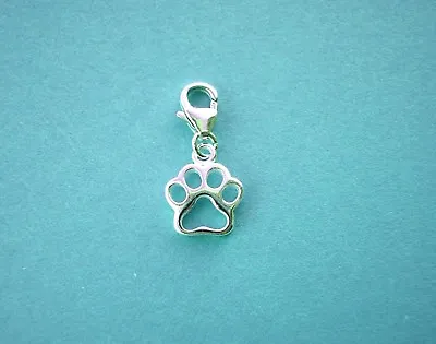 Clip On 925 Solid Sterling Silver PAW Charm With TRIGGER CLASP  • £5.94