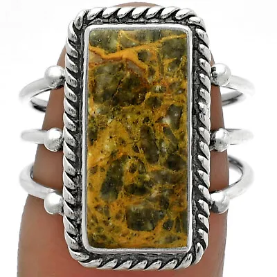 Natural Moroccan Yellow Jacket Jasper 925 Silver Ring S.7 Jewelry R-1010 • $12.99