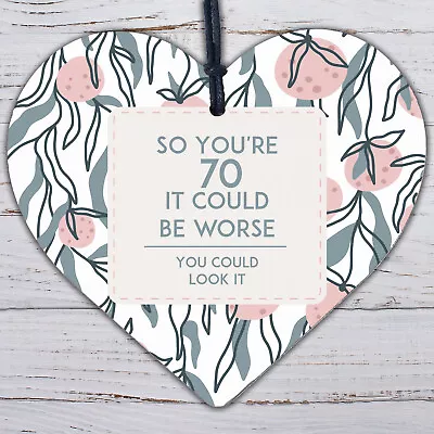FUNNY 70TH BIRTHDAY Card 70th Birthday Gift For Mum Dad Nan Grandad Wood Heart • £3.99