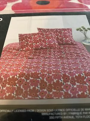 Marimekko Queen Sheet Set Mini Unikko Red Floral Cotton New • $84.99