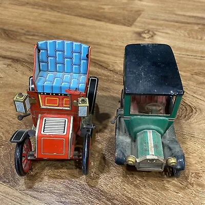 2 Vintage Tin Litho  Lever Action Modern Toys Japan Cars - Works But For Parts • $12