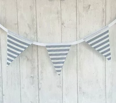 Coastal Nautical Blue & White Stripe Handmade Bunting Clarke & Clarke Fabric • £5.50