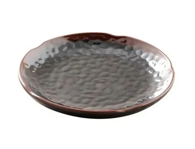 6  Round Melamine Plate W/Wavy Edge Tenmoku • £4.81