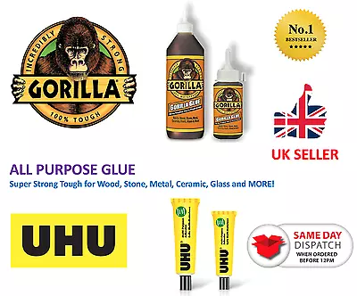 Gorilla / UHU Glue All Purpose Super Strong Tough Wood Stone Metal Ceramic Glass • £2.99