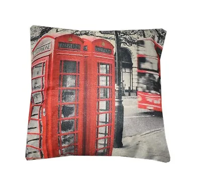 London Scene Red Phone Box Cushion Cover 17  X 17  With Zip Closer • £12.99