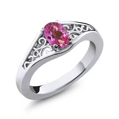 1.00 Ct Oval Pink Mystic Topaz 925 Sterling Silver Ring • $31.99