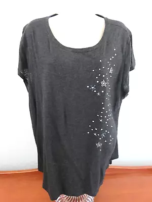 Loft Woman's Black Short Sleeve Pullover Top With Sequins Size XL • $7.99