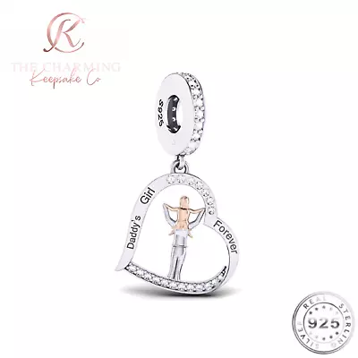 Daddy's Girl Heart Charm Genuine 925 Sterling Silver - Dad & Daughter Charm • £16.99