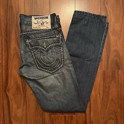 True Religion Jeans Section Slim Fit Denim Blue Jeans Big Stitch Size 30 • $50