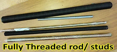 Full Thread Dual Head Threaded Stud Rod Bar Screw Bolt STUDS STEEL PLATE300 Long • £13.99