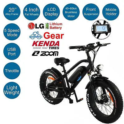 20  BMX Electric Mountain Fat Tyre Bike Ebike LG Black Throttle Budtrol • $1400