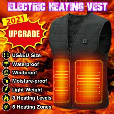 Electric Heated Vest USB Heating Jacket Winter Thermal Body Warm Coat Unisex • $28.99