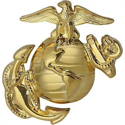 Marine Corps Enlisted Dress Cover Gold EGA Device - USMC Dress Uniform EGA Pin • $18.95