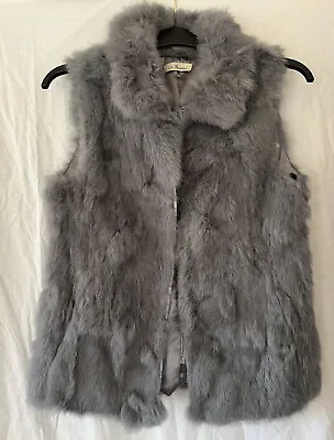 LA FLORENTINA Gray Rabbit Fur Vest Sz S/M • $64.99