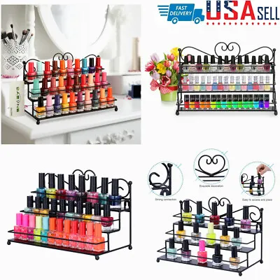 3 Tires Nail Polish Stand Metal Organizer Polish Display 50 Bottles Holder Rack • $19.99