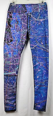 ATC Memes Seattle Sectional Aviation Map Print Blue Leggings L Made In USA • $38.21