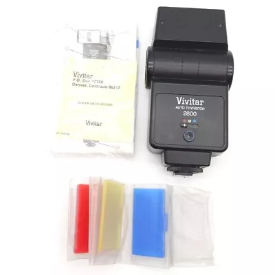 Vivitar 2800 Auto Thyristor Flash Speedlight + Filters For Nikon Canon Minolta • $19.99