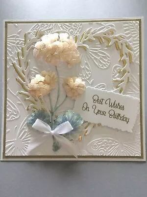 £2.25 • Buy Handmade  Card Topper  3D HAPPY BIRTHDAY. Heart. Geranium. White. Gold BB