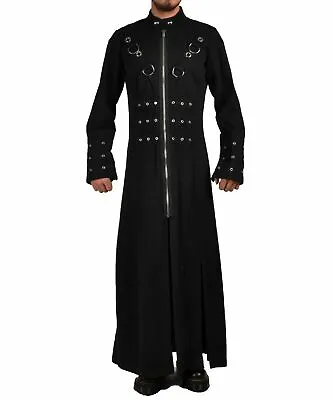 Handmade Men Hellraiser Goth Punk Industrial Vampire Jacket Trench Coat • $89.99