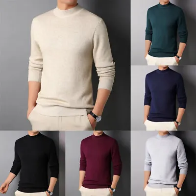 Mens Turtle Roll Neck Winter Warm Fleece Pullover Top Hoodies Sweater Knitwear • £11.92