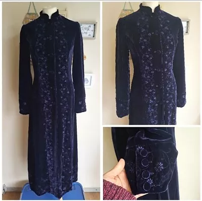£167 • Buy Vintage Laura Ashley Velvet Coat Silk Blend Maxi Long Victorian Riding Size 8