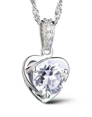 Womens Pendant  925 Sterling Silver Heart Stud Earrings Chain Necklace Jewellery • £2.59