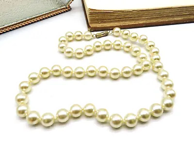 Vintage Off-White Simulated Pearl Bead 18  Long Necklace GG9 • $12.74