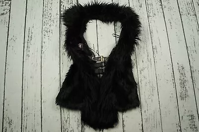 VERSACE H&M Black Long Faux Fur Waistcoat Vest Jacket EUR 34 US 4 US4 EUR34 • $70