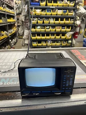 Vintage 1990 Cute Portable Action 5  Mini B&W TV Television 3505 WCord Works! • $10.50