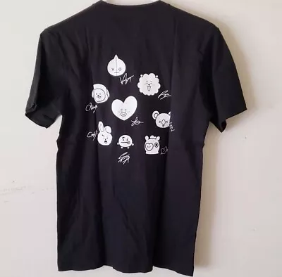 UNIQLO X BT21 BTS Black Graphic UT T-Shirt Character Signatures On Back Size XS • $18