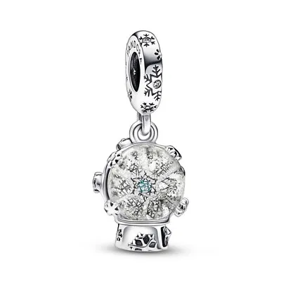 PANDORA Snowflake Snowglobe Silver Dangle Charm - 792369C01 • £23.58