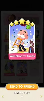 Monopoly Go - 5 Star Sticker / Card - Set #15 - Washboard Tunes • $6.95