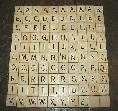 Complete 100 Pc  Vintage Wood Scrabble Tiles Only No Board Craft Replacement • $1.99