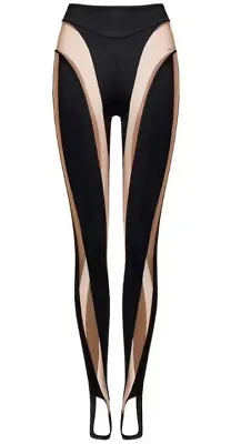 Mugler H&M Mesh-Paneled Stirrup Leggings Sz ERO 36 US 6 Nude Color • $250