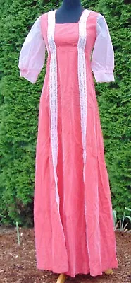 Vintage 1970's Handmade Red White Polka Dot Floor Length Full Skirt Dress  • $45