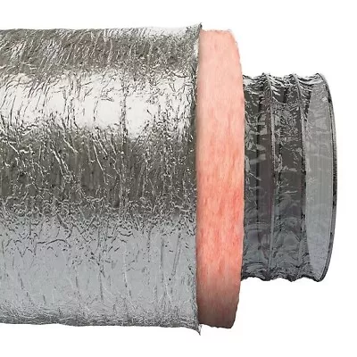 8-in X 25-Ft Insulated Flexible Round Flex Duct Tube R6 Heating/AC Vent Venting • $79.69