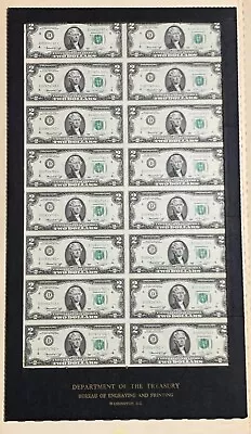 1976 Federal Res Bank Of Cleveland Uncut Sheet Of 16  Star Notes Two Dollar $2 • $277