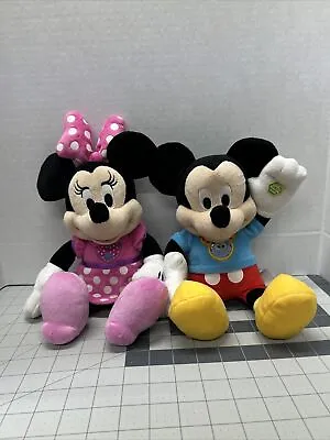 Disney Clubhouse Mickey And Minnie Mouse Plush Sing And Talk Tested BOTH WORK !! • $13.95