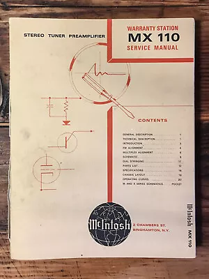 McIntosh MX-110 Preamp / Preamplifier Service Manual *Original* • $99.97