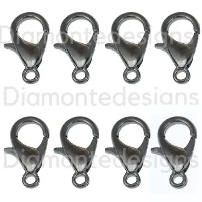 10mm Gun Metal Black Lobster Clasps Necklace Bracelet Findings Fasteners ML • £2.39