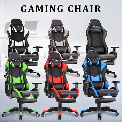 $129 • Buy Gaming Chair Executive PU Leather Office Computer Seat Racer Recliner W/Footrest