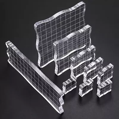 9 Pcs Acrylic Stamp Blocks Clear Stamping Blocks Transparent Acrylic Stamps St • £10.25