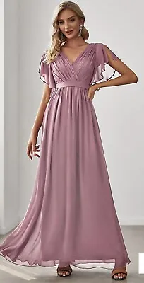 £18.99 • Buy Ever Pretty Size 8 Orchid Purple  Chiffon Long Dress Evening Wed Prom New