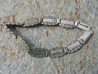 Vintage Sterling Silver Engraved CITY Destinations Forget Me Not Bracelet 6.75 ! • $24.99