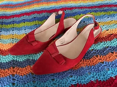 Jones Red Velvet Suede Slingback Shoes Size 7.5 Or 8  / EU 41 • £25