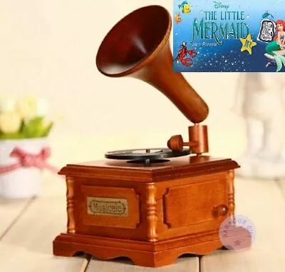 WOODEN PHONOGRAPH MUSIC BOX : ♫ Part Of Your World ♫ • $63.68